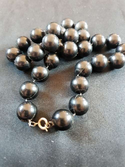 Large Chunky Black plastic beaded Necklace