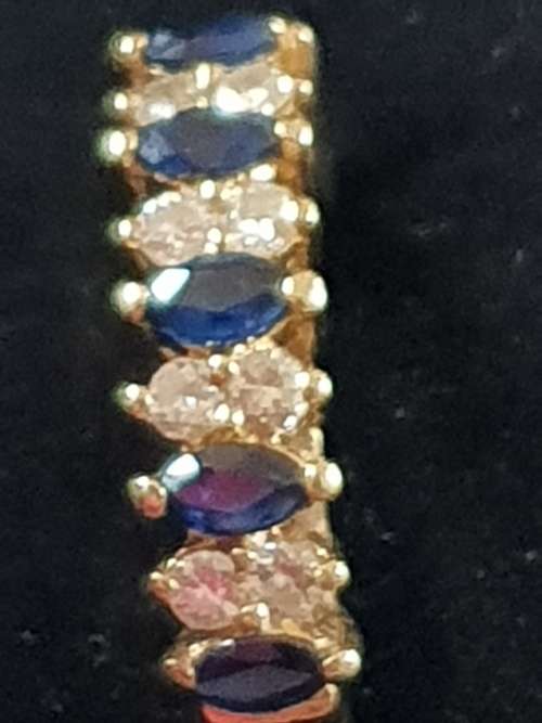 STUNNING! 14ct gold genuine sapphire and diamond eternity ring