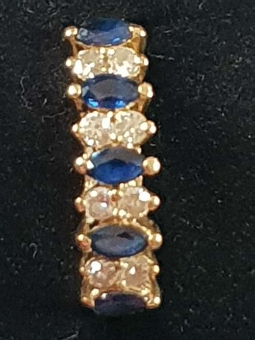 STUNNING! 14ct gold genuine sapphire and diamond eternity ring