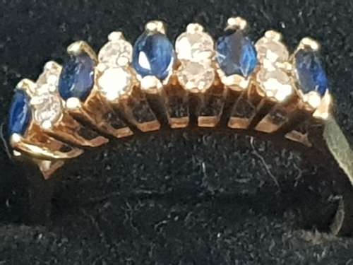 STUNNING! 14ct gold genuine sapphire and diamond eternity ring