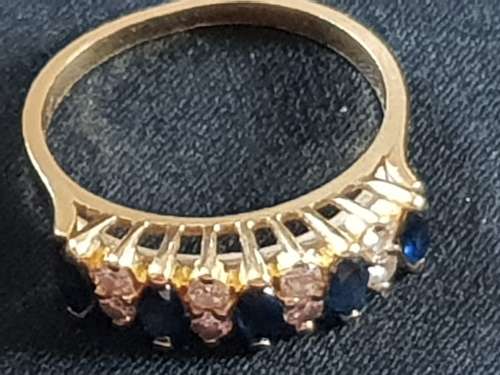 STUNNING! 14ct gold genuine sapphire and diamond eternity ring
