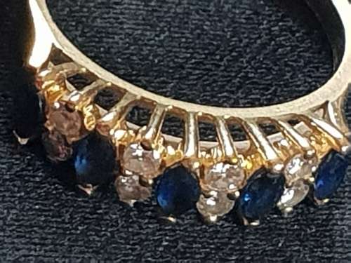 STUNNING! 14ct gold genuine sapphire and diamond eternity ring