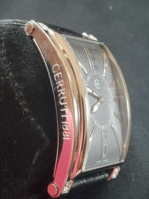 Cerruti 1881 Genova Donna ladies crystal and stainless steel watch with black leather strapandBox