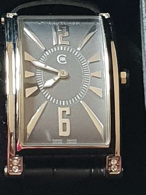 Cerruti 1881 Genova Donna ladies crystal and stainless steel watch with black leather strapandBox