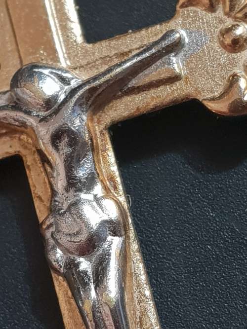 gold plated on silver crucifix pendant