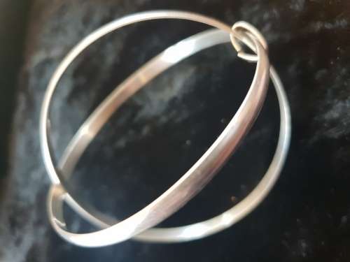 2x Solid silver bangle joined