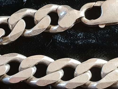 Solid Silver gents thick bracelet