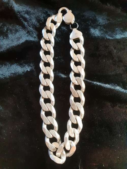 Solid Silver gents thick bracelet