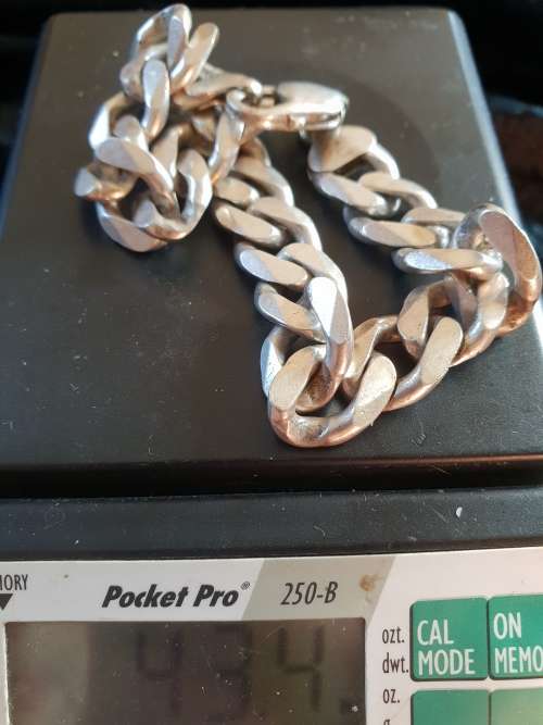 Solid Silver gents thick bracelet