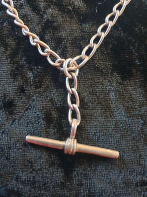 Heavy Sterling Silver Fob Chain with T-Bar
