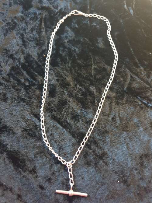 Heavy Sterling Silver Fob Chain with T-Bar