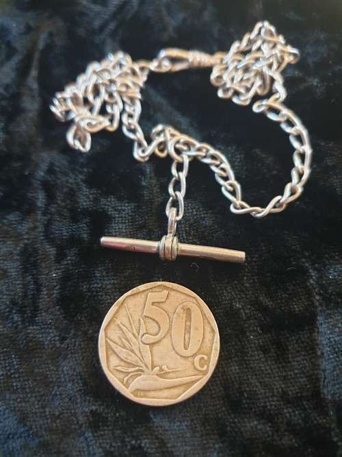 Heavy Sterling Silver Fob Chain with T-Bar