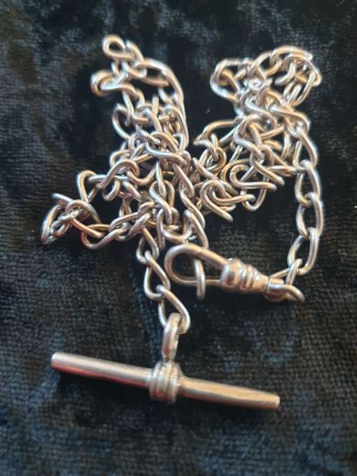 Heavy Sterling Silver Fob Chain with T-Bar