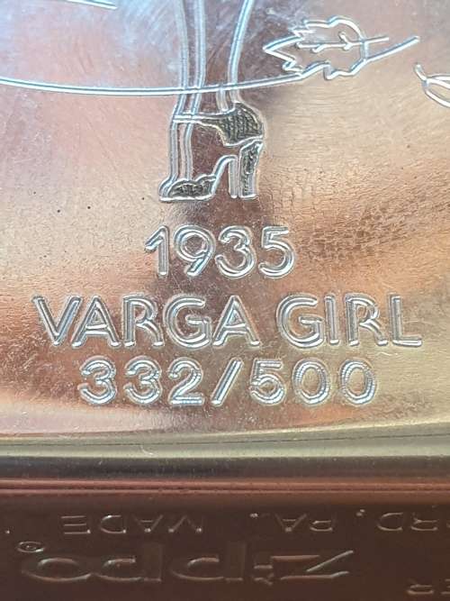 Highly Collectable and Rare Silver Plated 1935 Varga girl Zippo lighter 332/500
