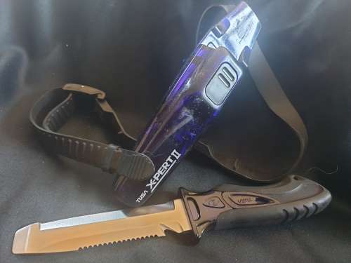 Tusa Expert II scuba diving knife and sheath