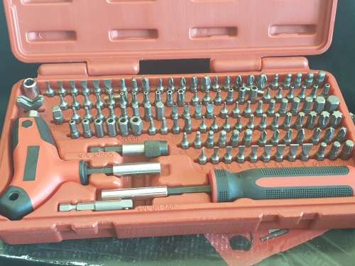 Master-craft 123  piece 1/4 ` drive screwdriver bit set with handle in plastic carry case