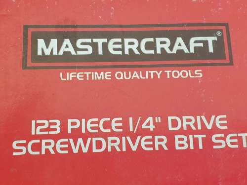 Master-craft 123  piece 1/4 ` drive screwdriver bit set with handle in plastic carry case