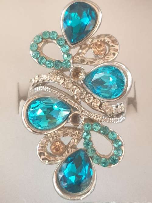 Ring Blue Swirl Teardrop