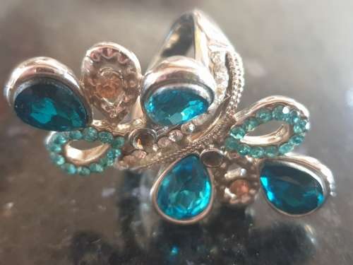 Ring Blue Swirl Teardrop