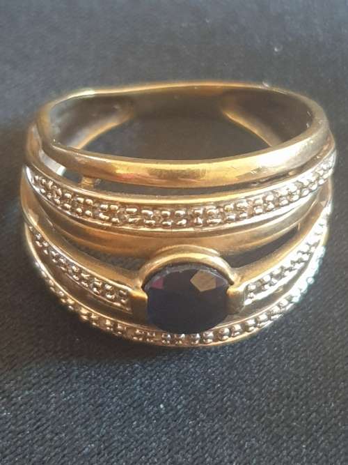 9ct Gold with 1ct Sapphire and Diamond Ring