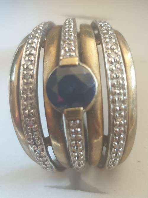9ct Gold with 1ct Sapphire and Diamond Ring