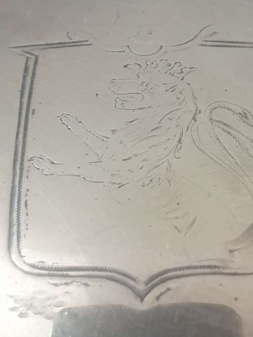 Antique Solid silver and cut glass very heavy inkwell with a lions head embossed on the lid
