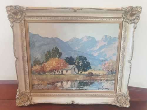 Carlo Sdoya Set of 2 oil original paintings in gold gilded frames