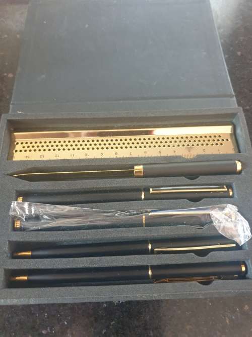 Pen gift set with letter opener.ruler etc in box