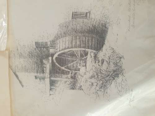 Bostcastle, Cornwall 2 watercolour paintings by John Bathgate&  3 old sketch  prints