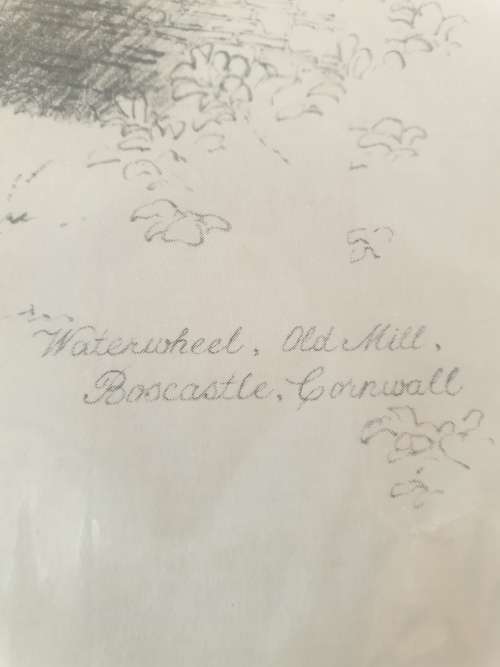 Bostcastle, Cornwall 2 watercolour paintings by John Bathgate&  3 old sketch  prints
