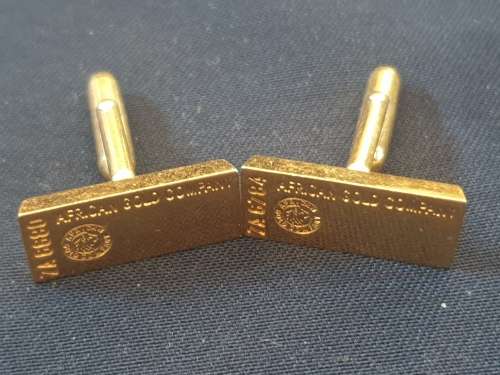 Vintage African Gold company bullion bars shaped cuff-links - Gold plated