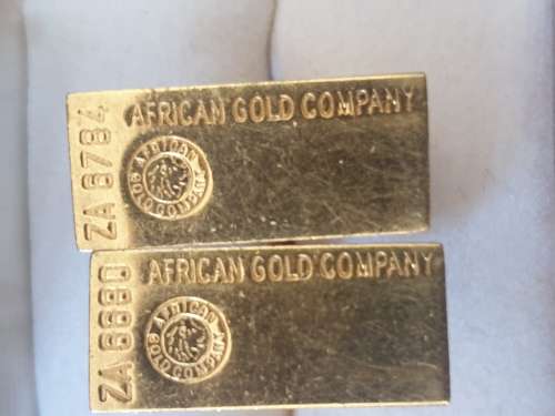 Vintage African Gold company bullion bars shaped cuff-links - Gold plated