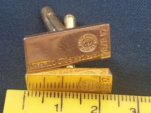 Vintage African Gold company bullion bars shaped cuff-links - Gold plated