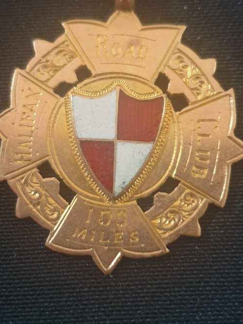 Antique solid 9ct  rose gold fob chain sports medal