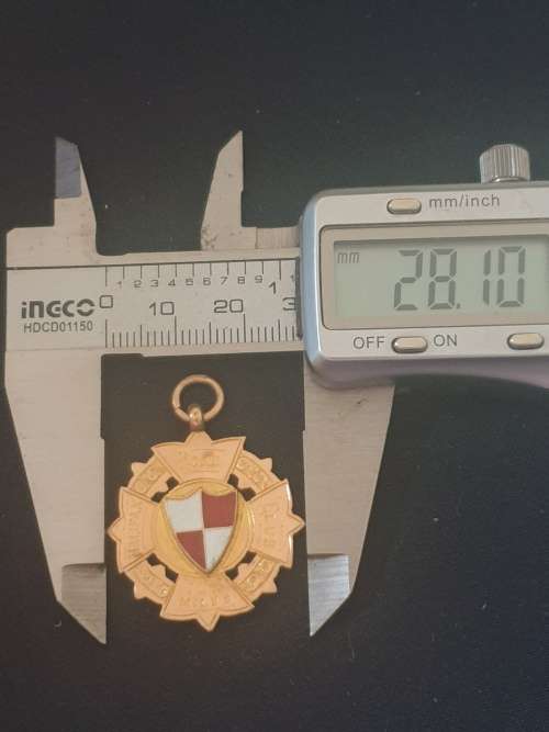 Antique solid 9ct  rose gold fob chain sports medal