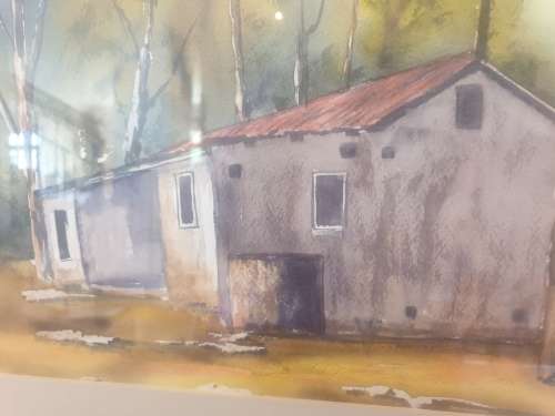 Painting `Have I a story to tell` by Nick Stobart in ornate frame