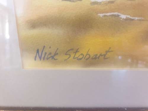 Painting `Have I a story to tell` by Nick Stobart in ornate frame