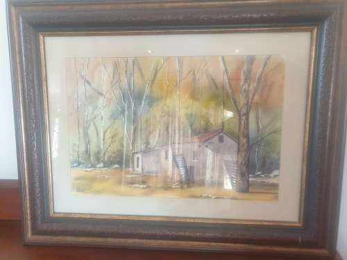 Painting `Have I a story to tell` by Nick Stobart in ornate frame