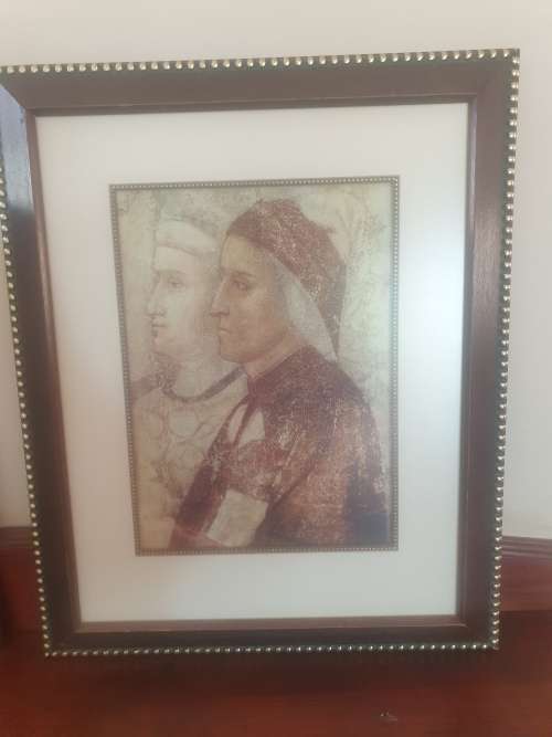 1928 `Portrait of Dante Alighieri` by Giotto Antique Print-decorative Art-90yrs old in frame