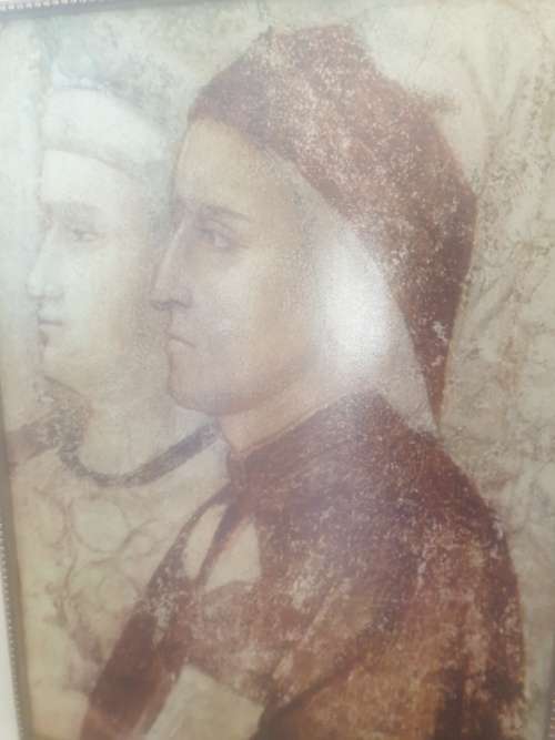 1928 `Portrait of Dante Alighieri` by Giotto Antique Print-decorative Art-90yrs old in frame