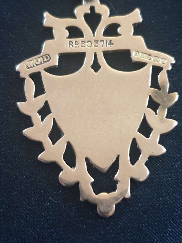 Solid Victorian Edwardian antique chain in rose gold with medallion pendant each link is stamped