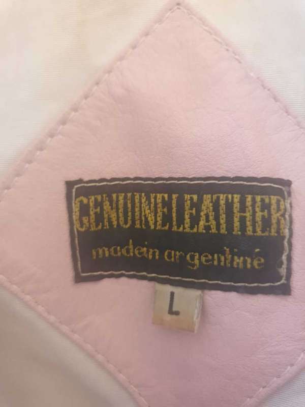 pink genuine leather ladies jacket-large