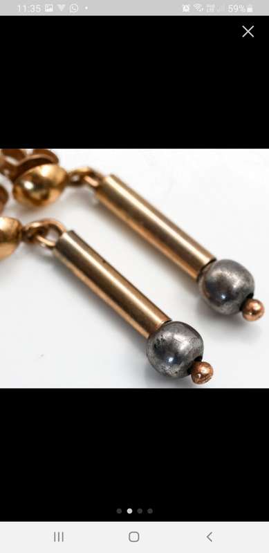 9ct yellow and white gold drop earring