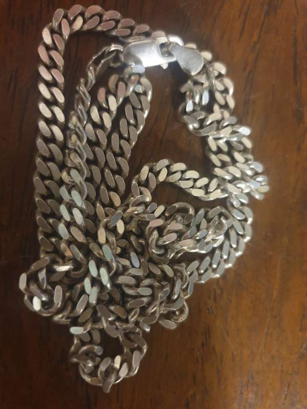 Extra Long, very heavy sterling silver chain