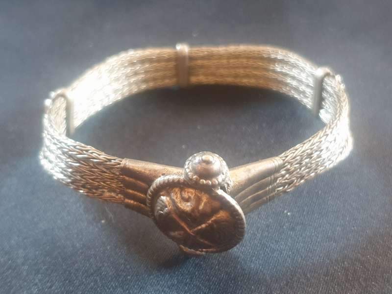 Unique Rajasthani Indian Silver tone handmade snake-chain  bracelet with screw fastener
