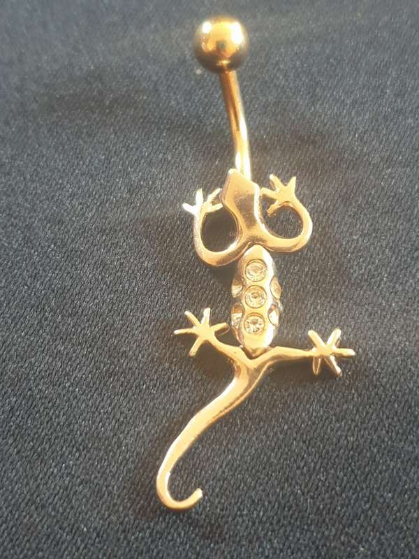 Belly Ring, articulated sterling silver & 9ct gold plated