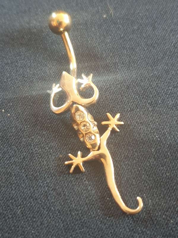 Belly Ring, articulated sterling silver & 9ct gold plated