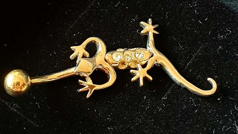Belly Ring, articulated sterling silver & 9ct gold plated