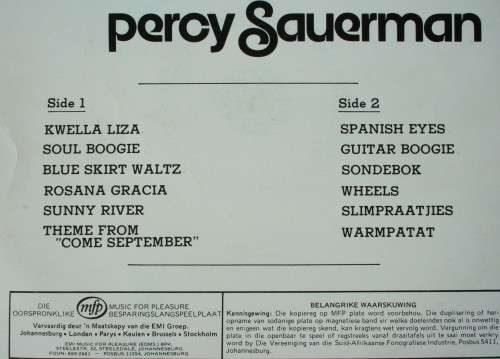 PERCY SAUERMAN -- DIE GHITAAR WERELD VAN ... -- VINYL LP RECORD