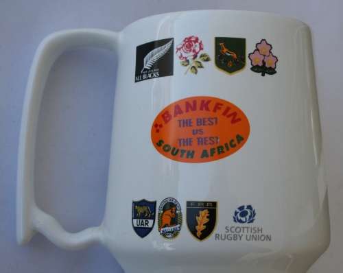 SA SPRINGBOK RUGBY PORCELAIN BEER MUG -- SUPER CONDITION
